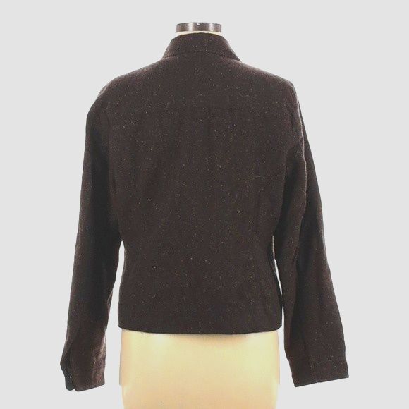 coldwater creek jacket brown wool blend m tweed blazer classic old money minimal - Picture 3 of 9
